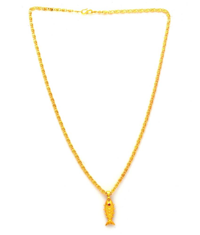 Jewar Mandi New Design Gold Plated Locket/Pendant with Link Chain Daily use for Men, Women & Girls, Boys