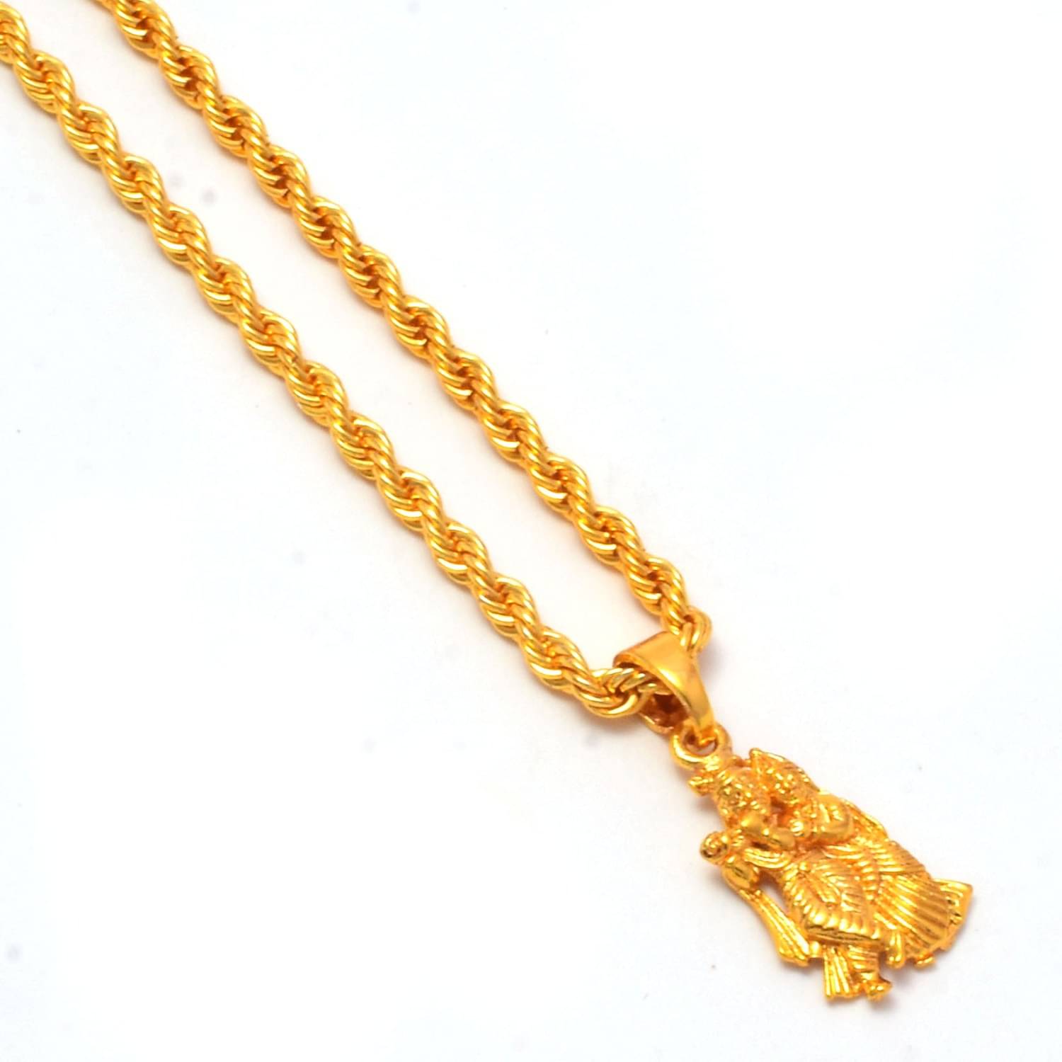     			Jewar Mandi Radha Krishna Ji Bansiwala Kanhaiya Gold Plated Locket/Pendant with Rope/Rassi Chain Daily use for Men, Women & Girls, Boys