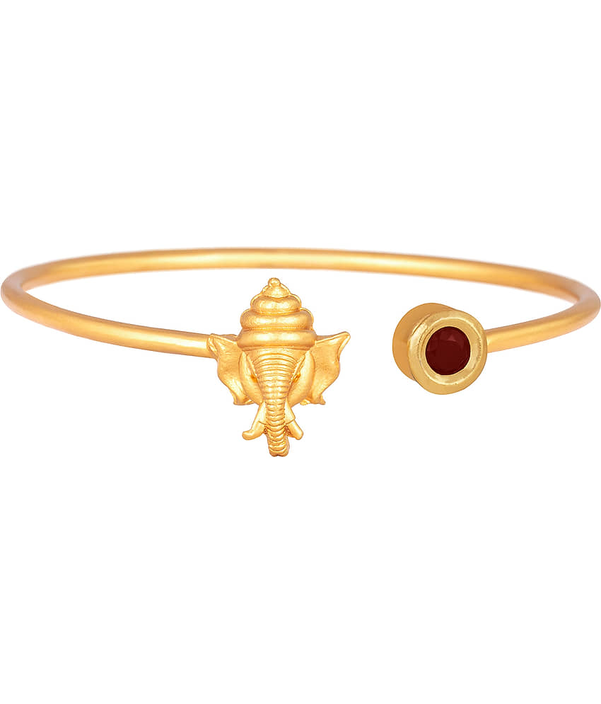 Stylish one gram gold plated Ganesh Design Delicate Adjustable Kada with Kundan for Women and Girls - Bangles & Bracelets | Buy online on ZillyBuy