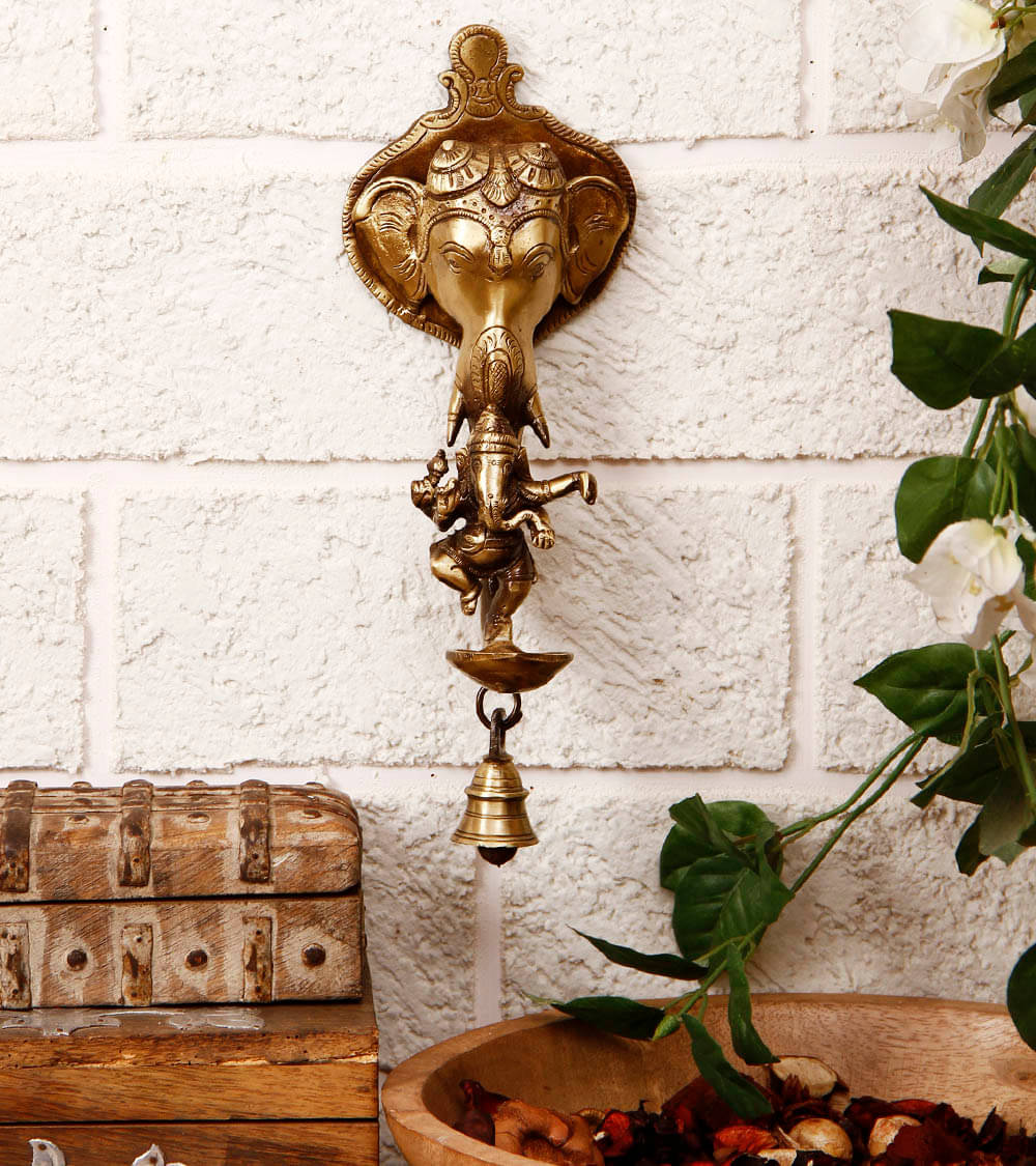     			eCraftIndia Brown Ganesha Wall Hanging Wall Decor