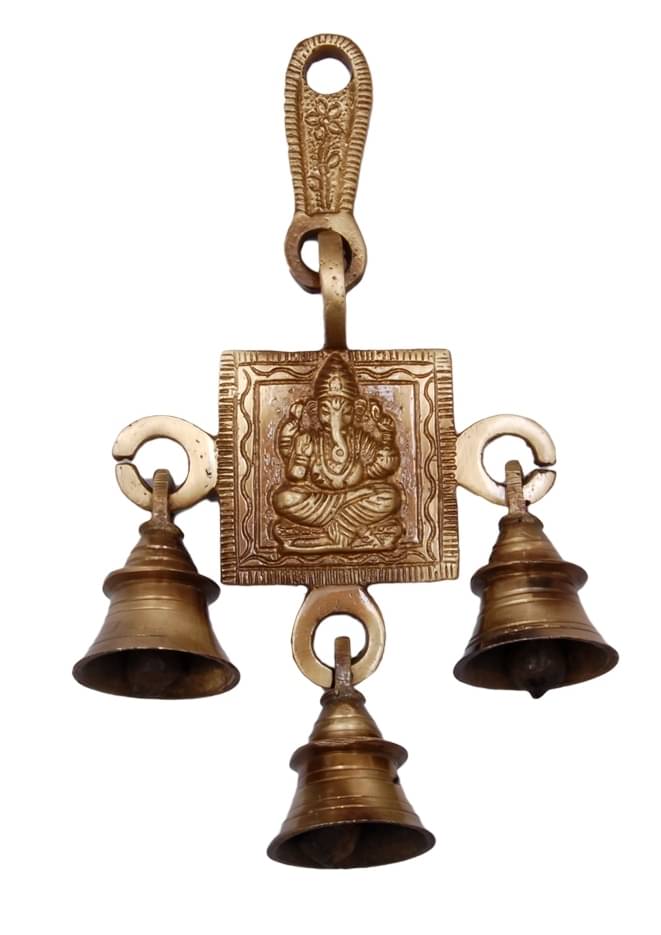     			eCraftIndia Gold Toned Lord Ganesha Wall Hanging with Bells