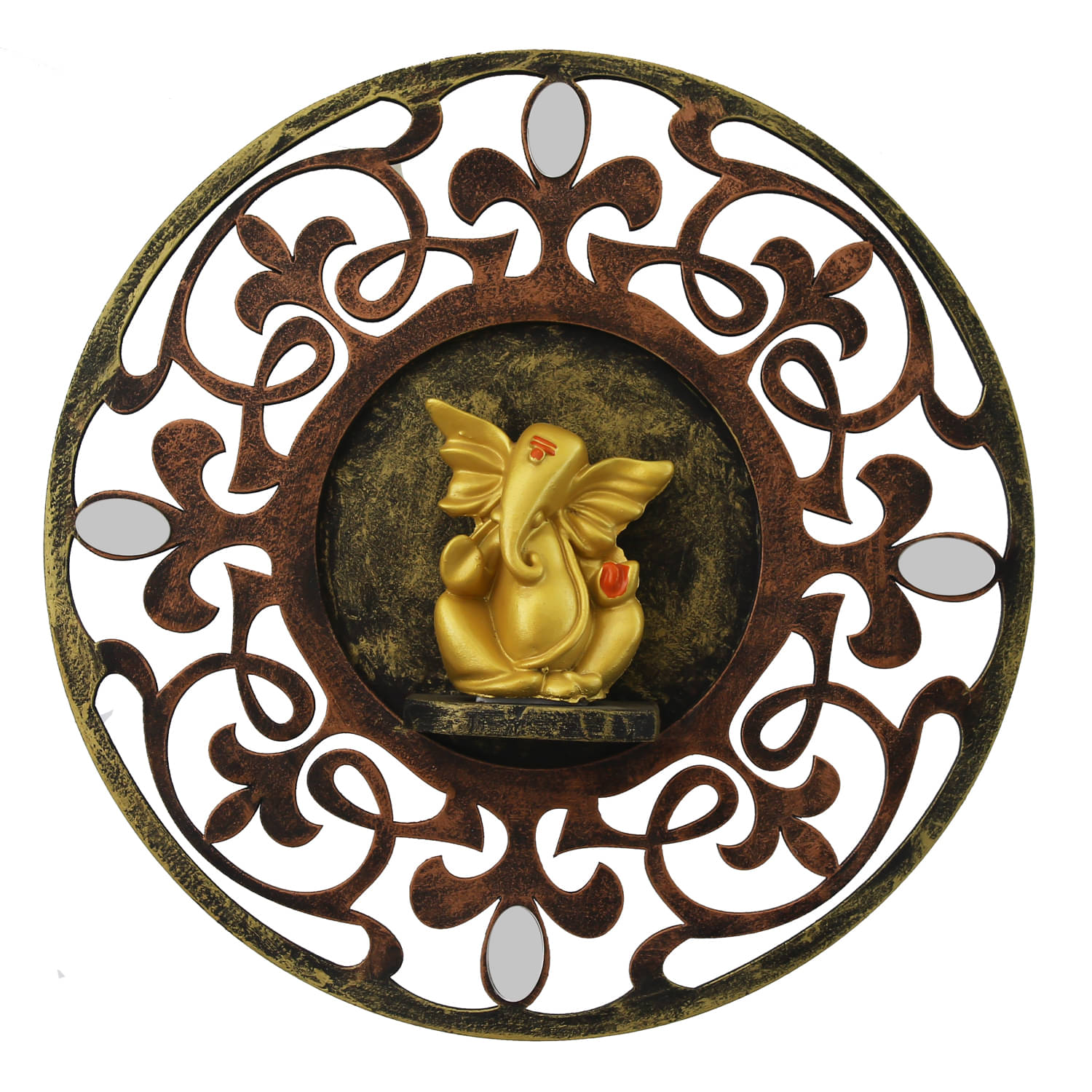 eCraftIndia Brown & Gold-Toned Handcrafted Lord Ganesha Wall Hanging Decorative Showpiece eCraftIndia Brown & Gold-Toned Handcrafted Lord Ganesha Wall Hanging Decorative Showpiece