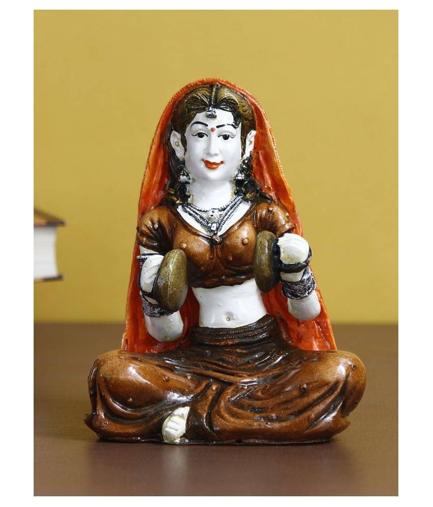 eCraftIndia Red & Beige Rajasthani Lady Playing Hand Cymbals Handcrafted Polyresin Showpiece eCraftIndia Red & Beige Rajasthani Lady Playing Hand Cymbals Handcrafted Polyresin Showpiece