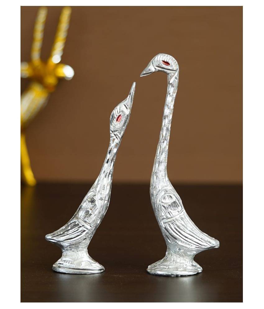 eCraftIndia Silver Kissing Swan Couple Handcrafted Decorative Figurine Showpieces eCraftIndia Silver Kissing Swan Couple Handcrafted Decorative Figurine Showpieces