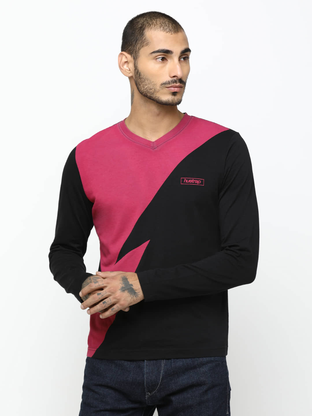 Huetrap Pack of 1 Cotton Regular Fit Men's T-Shirt ( Black )