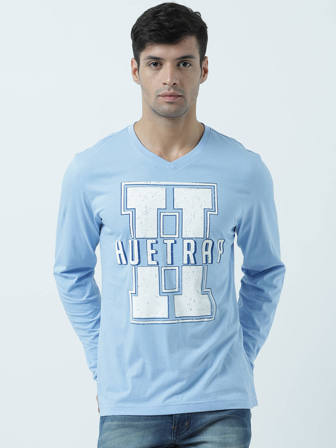     			Huetrap Pack of 1 Cotton Regular Fit Men's T-Shirt ( Blue )