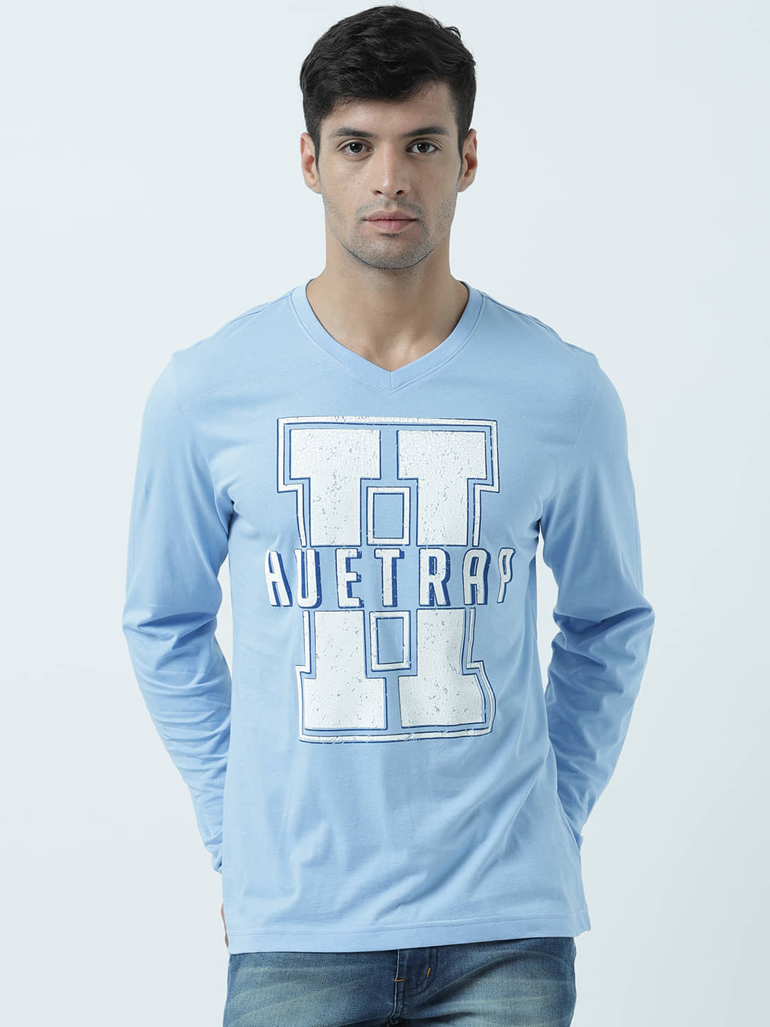 Huetrap Pack of 1 Cotton Regular Fit Men's T-Shirt ( Blue )