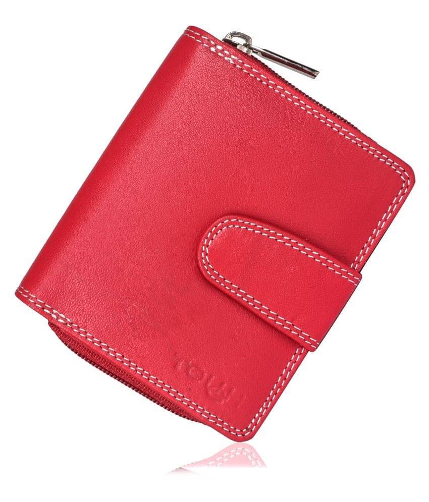     			Tough Women Casual Red Genuine Leather Wallet - Regular Size (11 Card Slots)