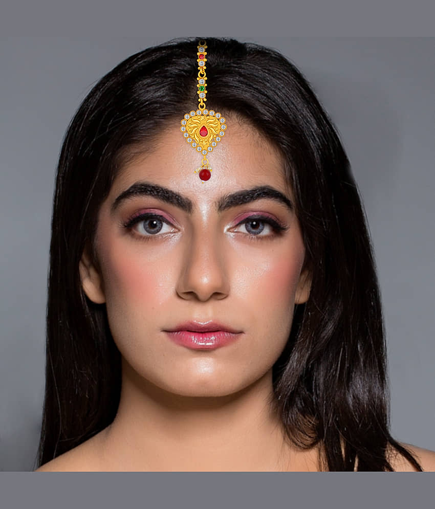 Elegant Gold Plated Traditional Kundan Style Maang Tikka Jewellery For Women Girl - Jewellery Sets | Buy online on ZillyBuy