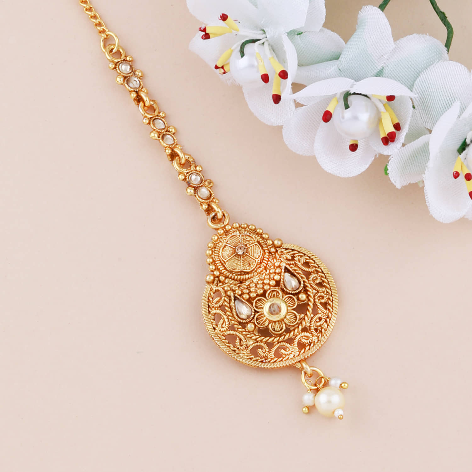 Exclusive Designe Traditional Gold Plated  Maang Tikka Jewellery For women Girl - Jewellery Sets | Buy online on ZillyBuy
