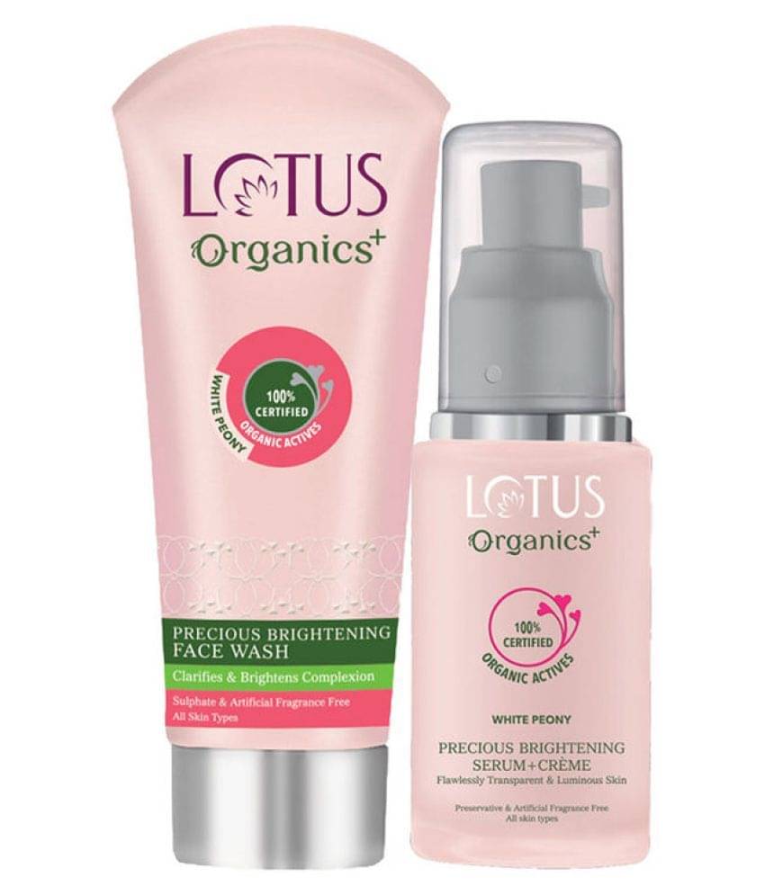     			Lotus Organics+ Precious Brightening Face Wash 100g & Serum+Cream 30ml (Pack of 2)