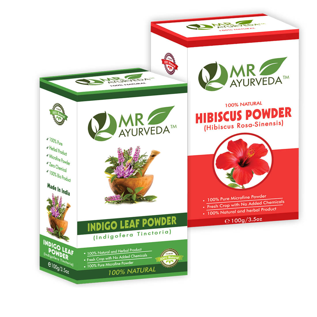 MR Ayurveda 100% Herbal Indigo Powder and Hibiscus Powder Hair Scalp Treatment 200 g Pack of 2 MR Ayurveda 100% Herbal Indigo Powder and Hibiscus Powder Hair Scalp Treatment 200 g Pack of 2