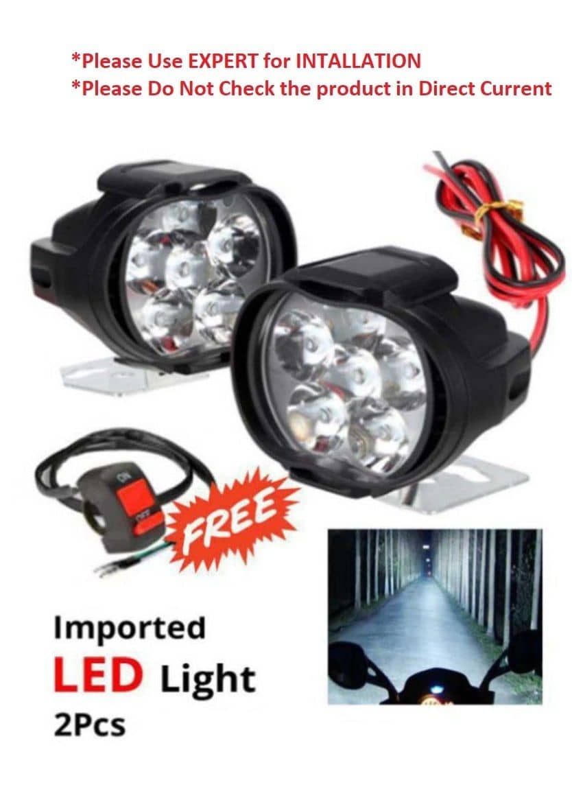 Om  6 LED 10W Fog Light For Two Wheelers - Set of 2 (On/Off Switch Free)- Please Use Expert for Installation