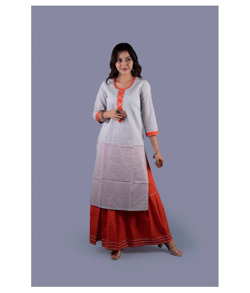     			PIOUS LIBAS Cotton Kurti With Skirt - Stitched Suit Single
