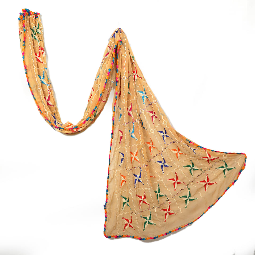 Raj Beige Chiffon Dupatta - Single Raj Beige Chiffon Dupatta - Single
