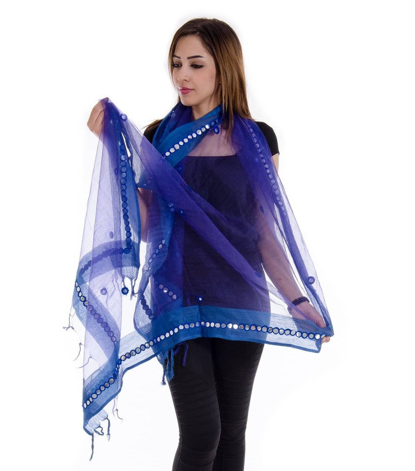 Raj Blue Tissue Dupatta - Single Raj Blue Tissue Dupatta - Single