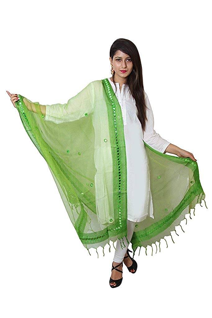 Raj Green Tissue Dupatta - Single Raj Green Tissue Dupatta - Single