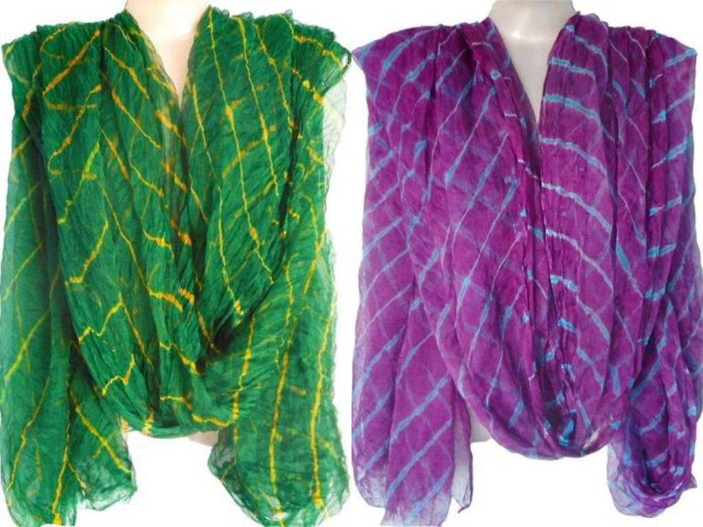 Raj Multicoloured Chiffon Leheria Dupatta - Single Raj Multicoloured Chiffon Leheria Dupatta - Single