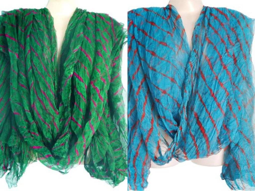     			Raj Multicoloured Chiffon Leheria Dupatta - Single
