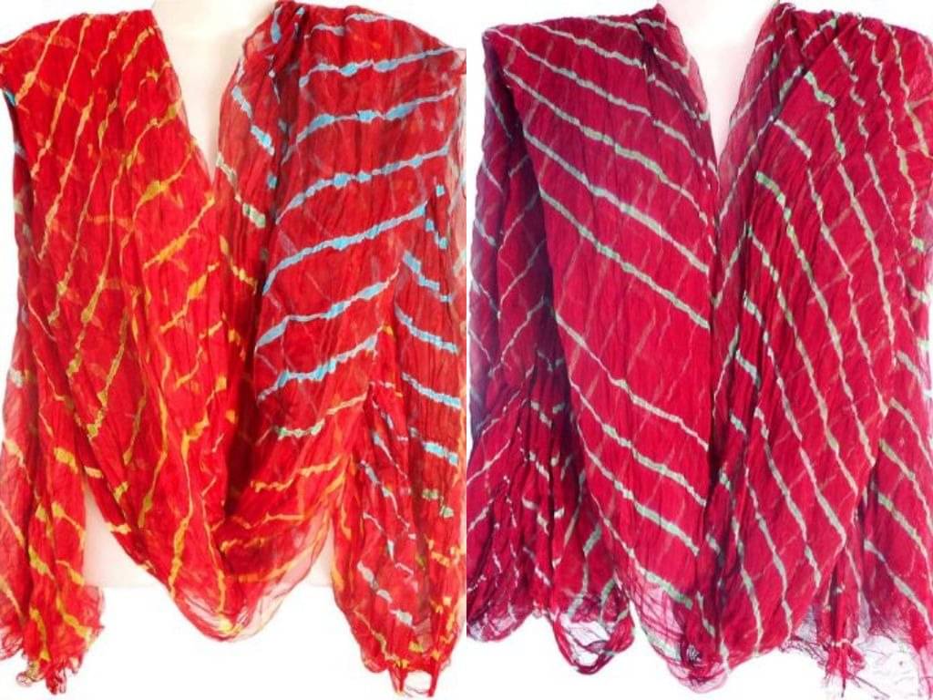 Raj Multicoloured Chiffon Leheria Dupatta - Single Raj Multicoloured Chiffon Leheria Dupatta - Single
