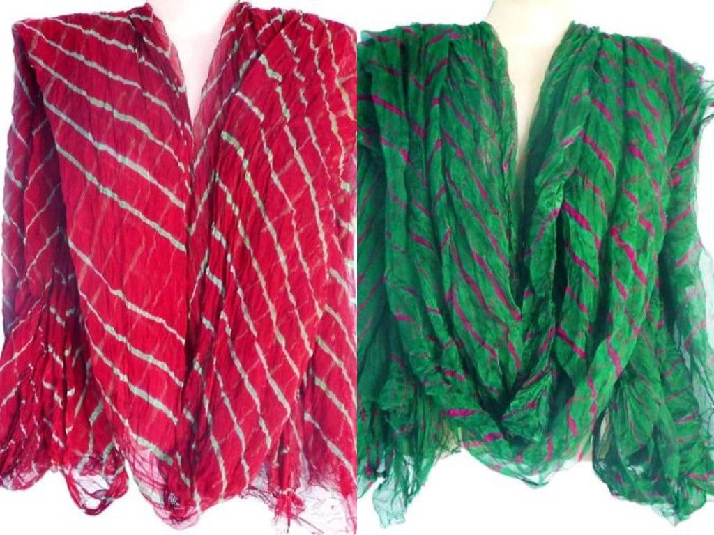 Raj Multicoloured Chiffon Leheria Dupatta - Single Raj Multicoloured Chiffon Leheria Dupatta - Single