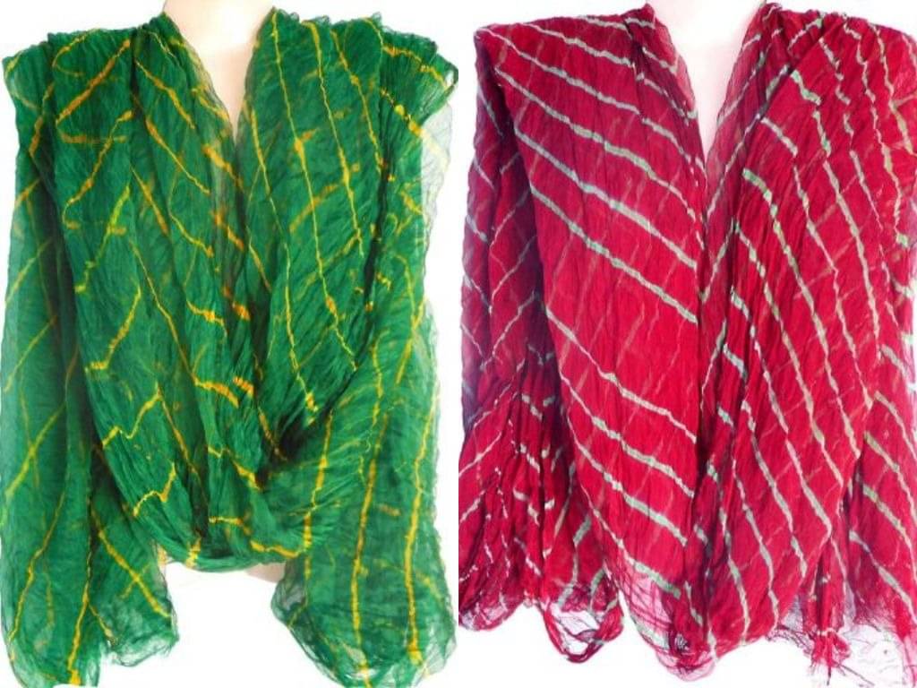 Raj Multicoloured Chiffon Leheria Dupatta - Single Raj Multicoloured Chiffon Leheria Dupatta - Single
