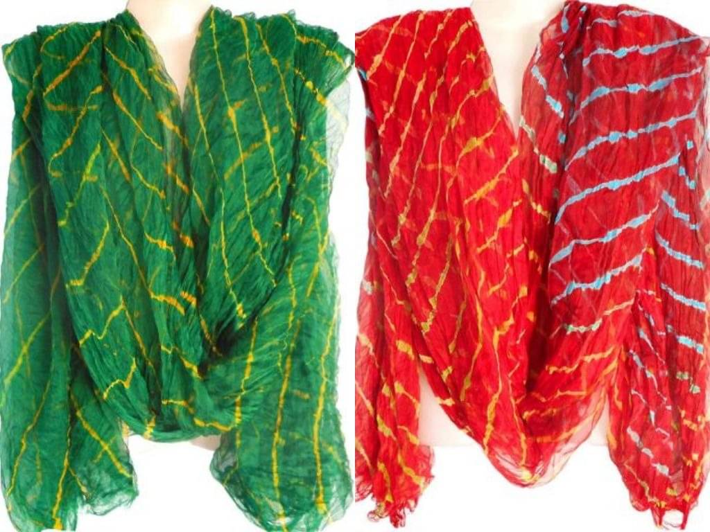 Raj Multicoloured Chiffon Leheria Dupatta - Single Raj Multicoloured Chiffon Leheria Dupatta - Single
