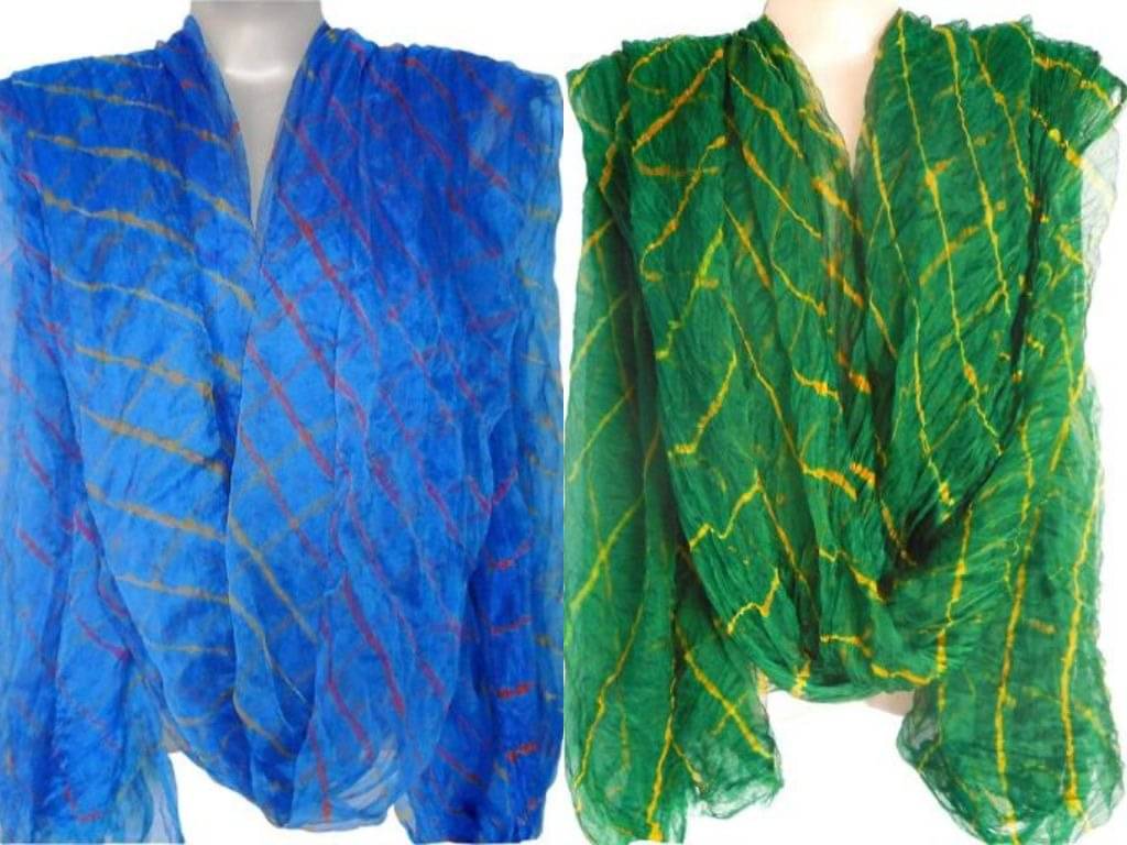     			Raj Multicoloured Chiffon Leheria Dupatta - Single