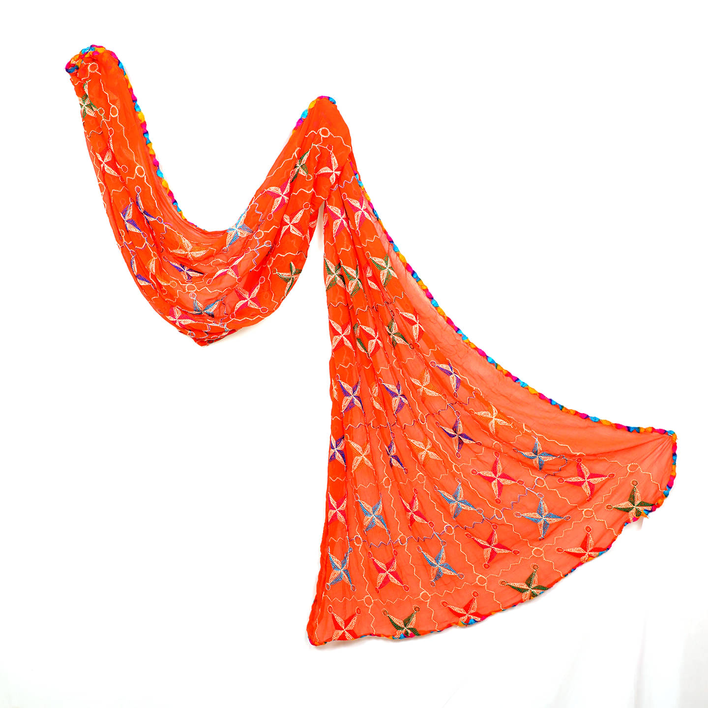 Raj Orange Chiffon Dupatta - Single Raj Orange Chiffon Dupatta - Single