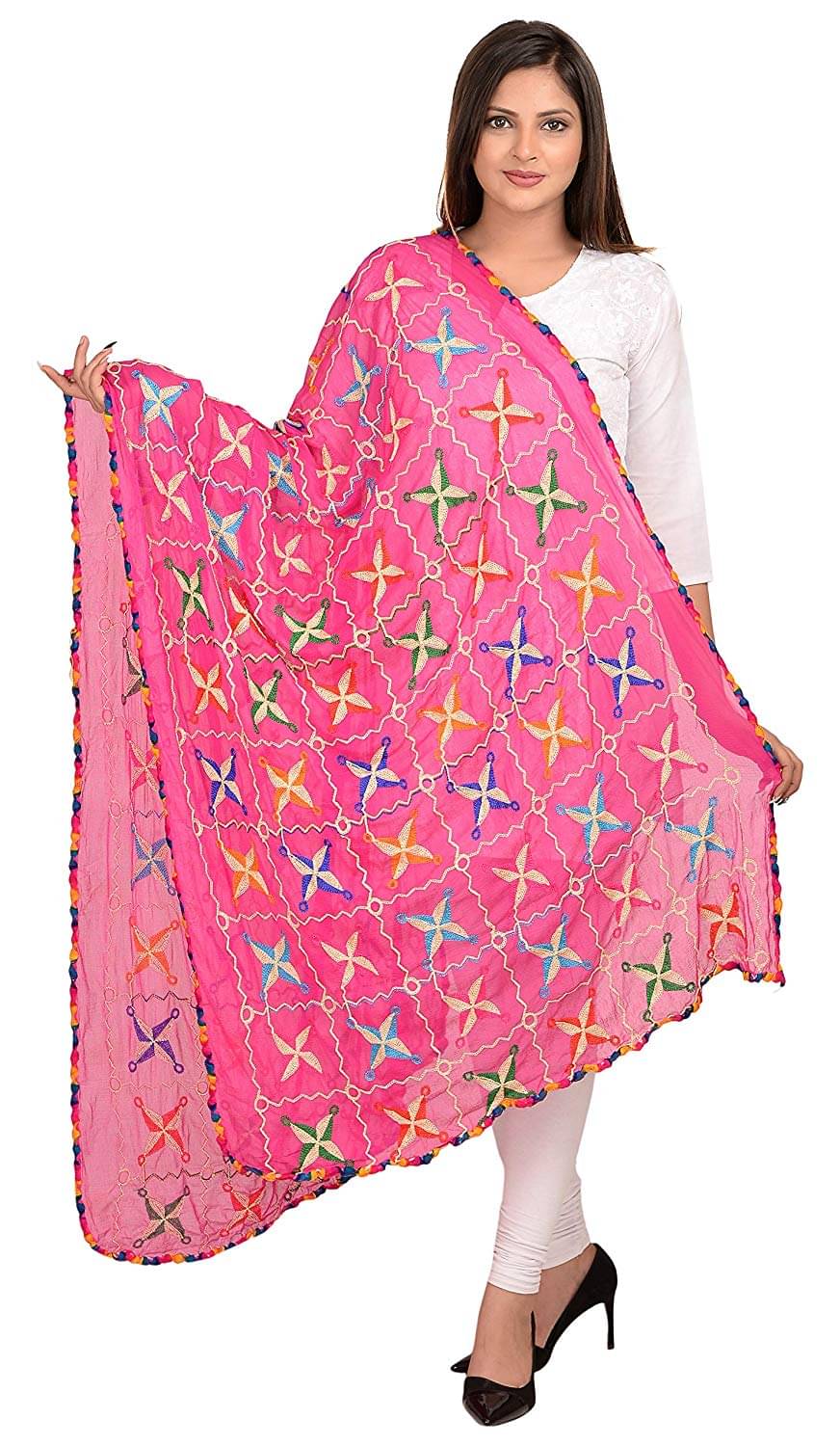 Raj Pink Chiffon Dupatta - Single Raj Pink Chiffon Dupatta - Single