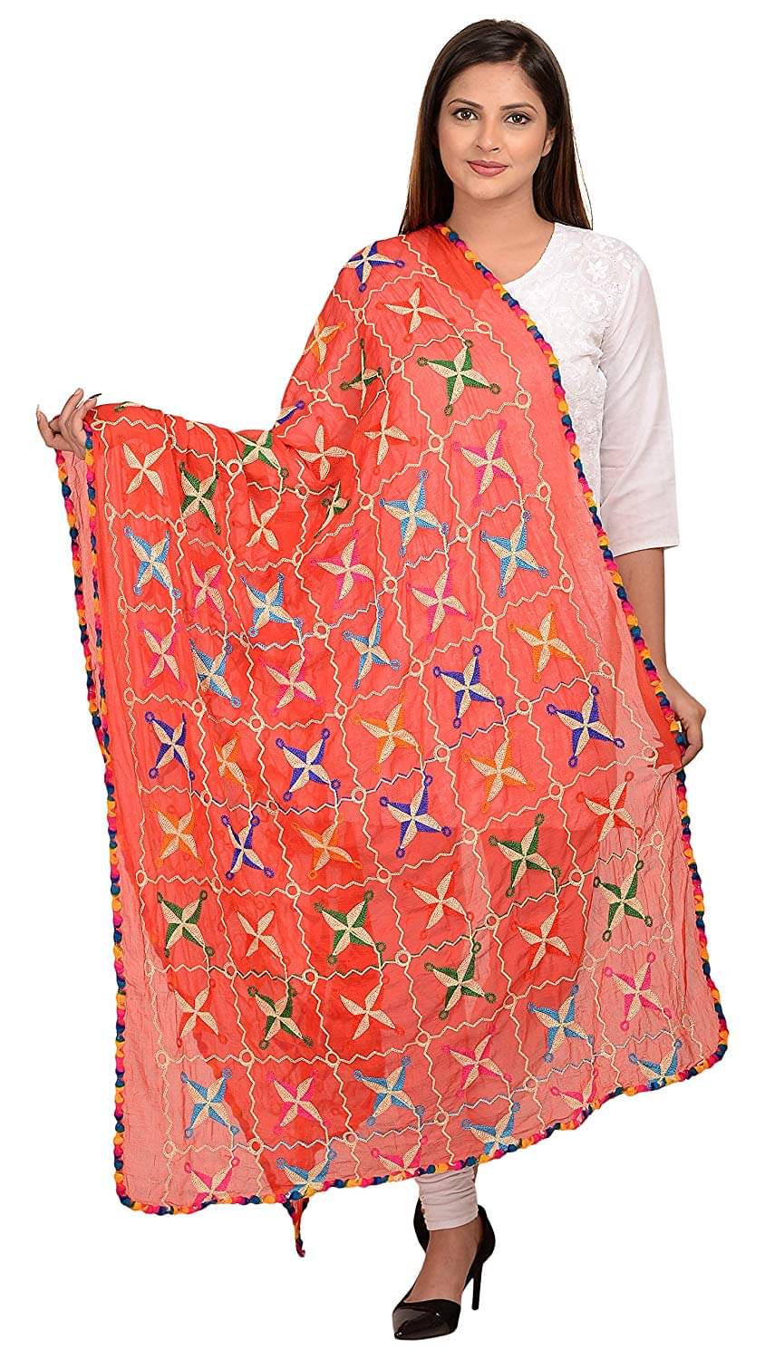 Raj Red Chiffon Dupatta - Single Raj Red Chiffon Dupatta - Single