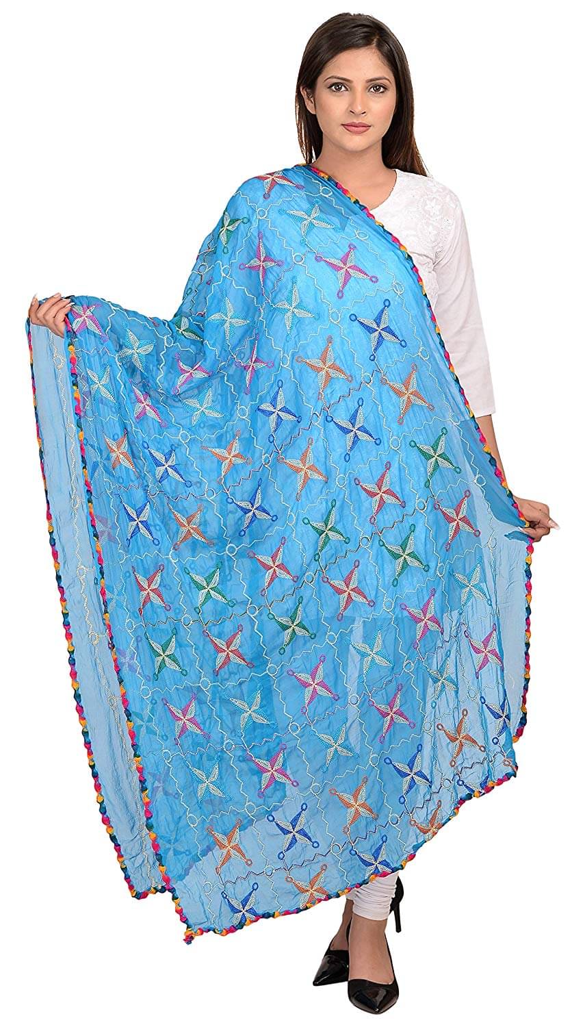 Raj Turquoise Chiffon Dupatta - Single Raj Turquoise Chiffon Dupatta - Single