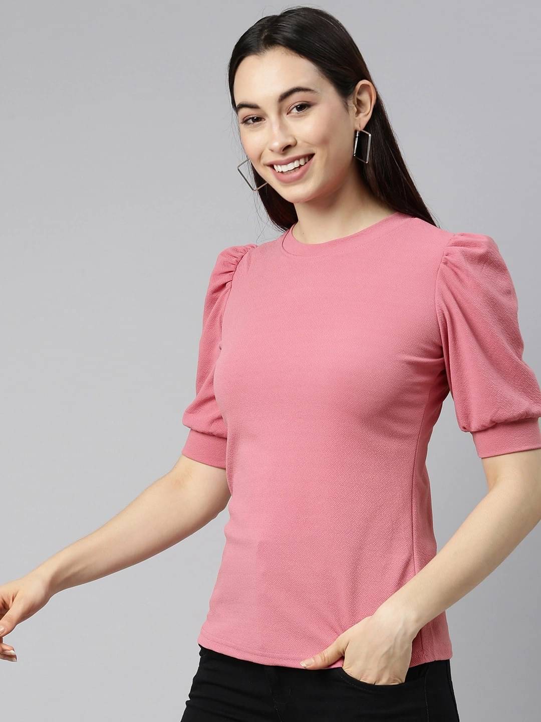 Selvia Women's Cotton Blend Regular Top ( Pink ) Selvia Women's Cotton Blend Regular Top ( Pink )