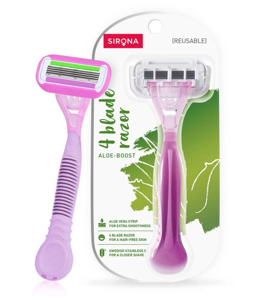     			Sirona 4 Blade Reusable Hair Removal Razor for Women - 1 Pcs | with Aloe Boost for Smooth Arms, Legs, Underarms & Bikini Line
