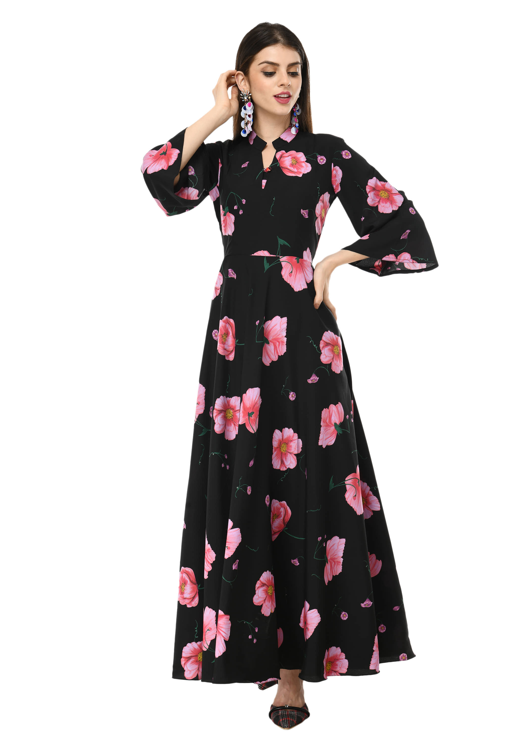 TOGZZ Women Crepe A-line Dress ( Black )