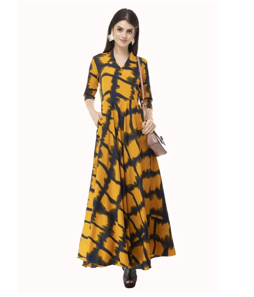     			TOGZZ Crepe Yellow A- line Dress - Single