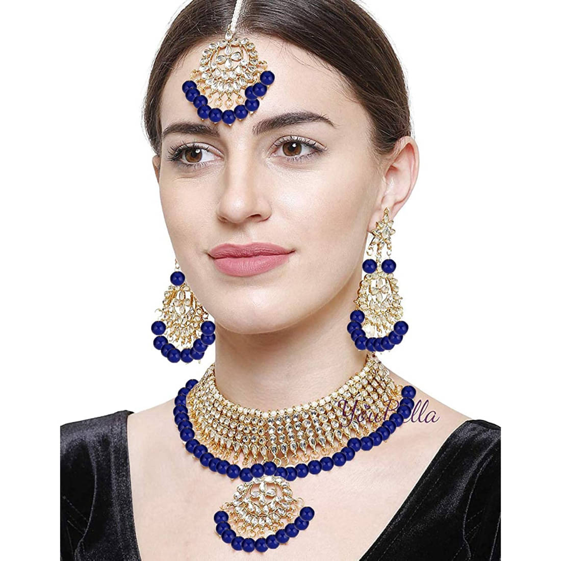     			YOUBELLA Blue Alloy Necklace Set ( Pack of 1 )
