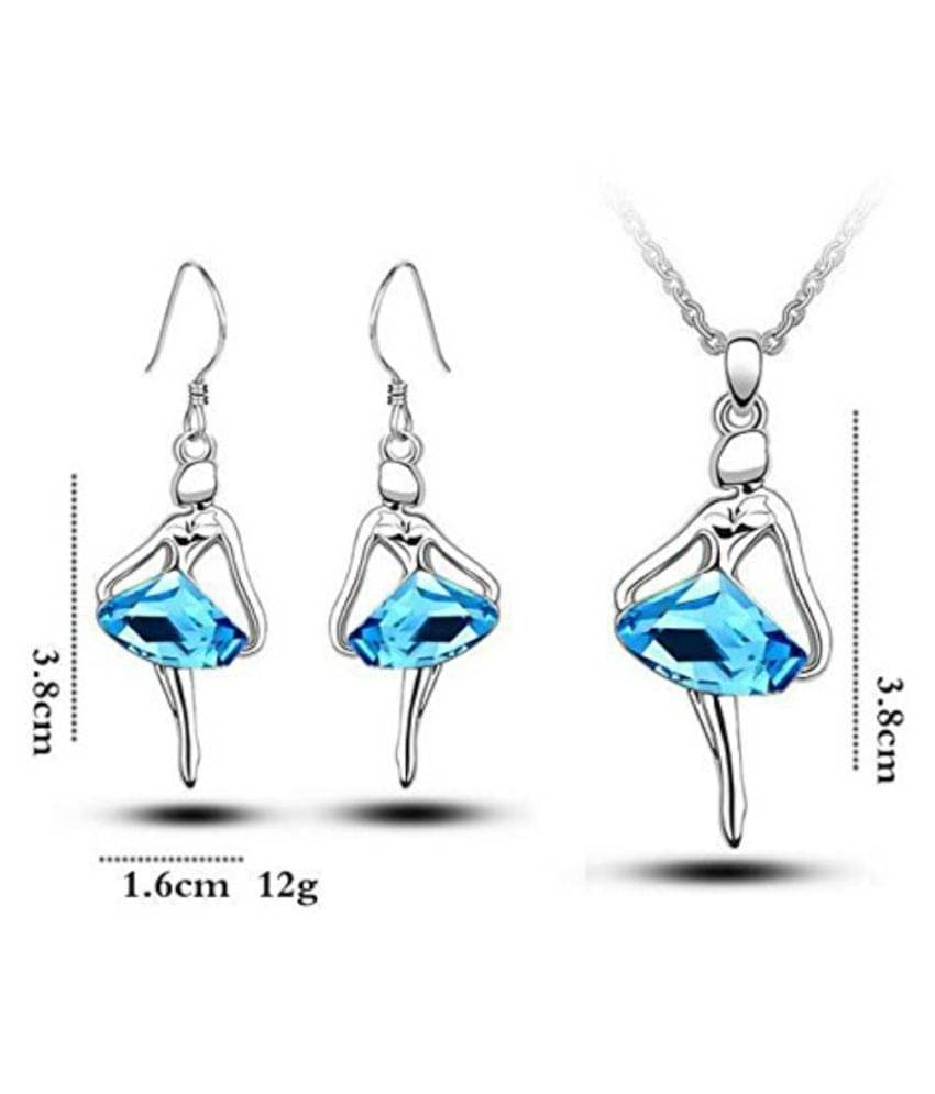     			YouBella Jewellery Valentine Collection Dancing Doll Crystal Pendant Necklace Jewellery for Girls and Women (Silver)