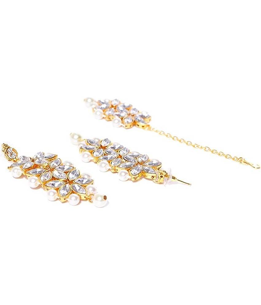 YouBella Jewellery Sets for Women Gold Plated Wedding Bridal Necklace Jewellery Set with Earrings for Girls/Women (White)