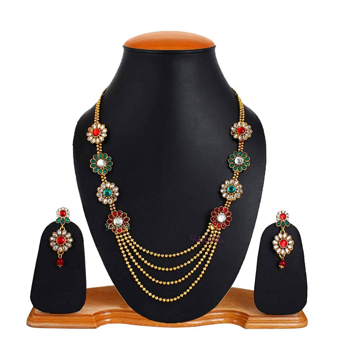     			YouBella Gold Alloy Antique Kundan Traditional Necklace Set with Earrings for Women