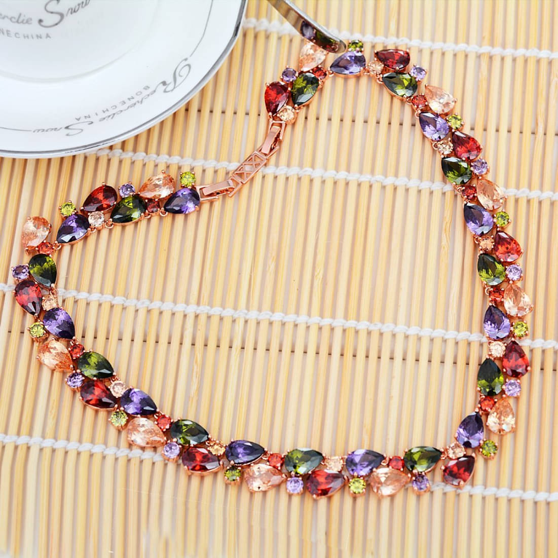     			YouBella Jewellery Stylish AAA Swiss Zircon Multicolor Necklace Jewellery for Women and Girls