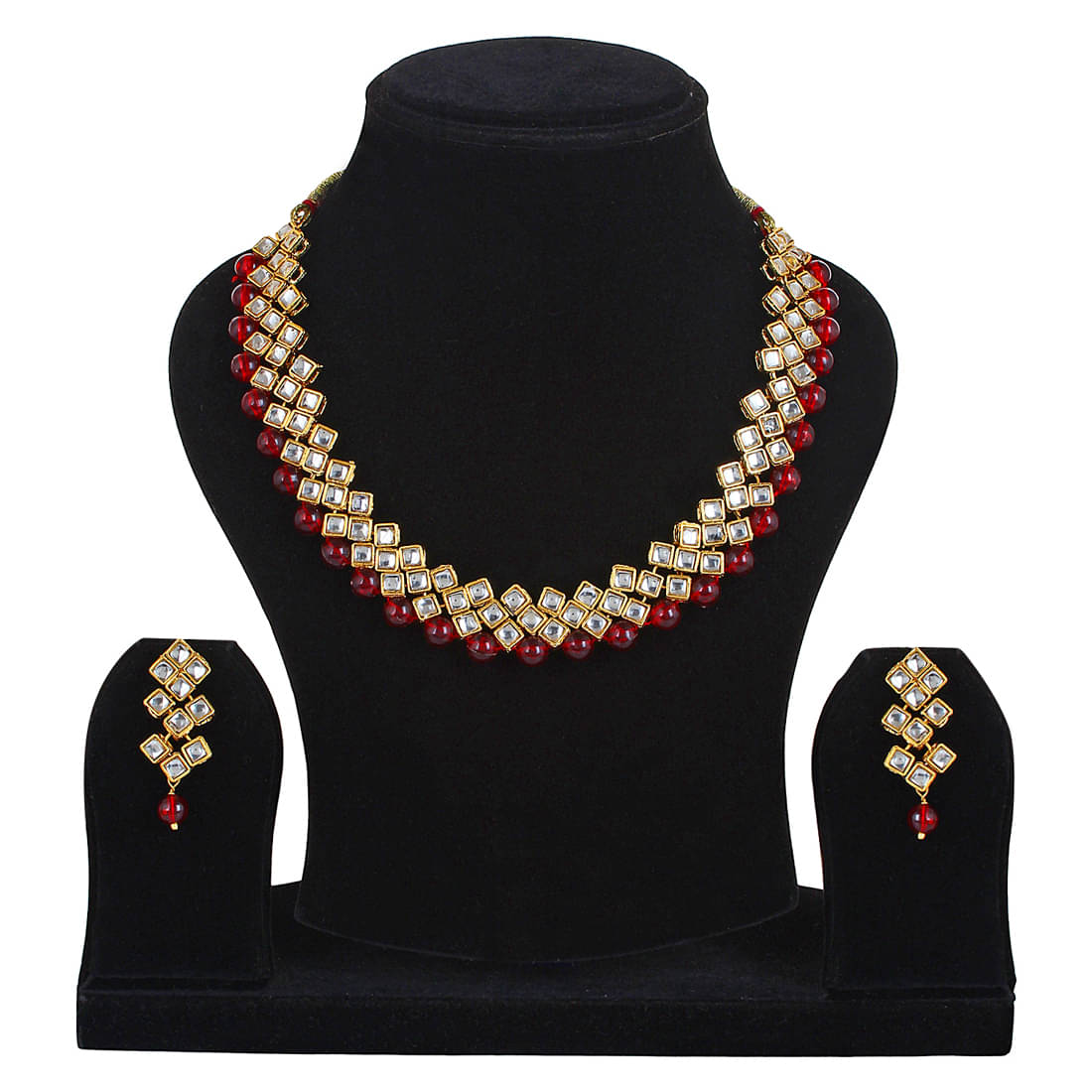     			YouBella Jewellery Sets for Women Gold Plated Kundan Necklace Jewellery Set with Earrings for Girls/Wome (Red)