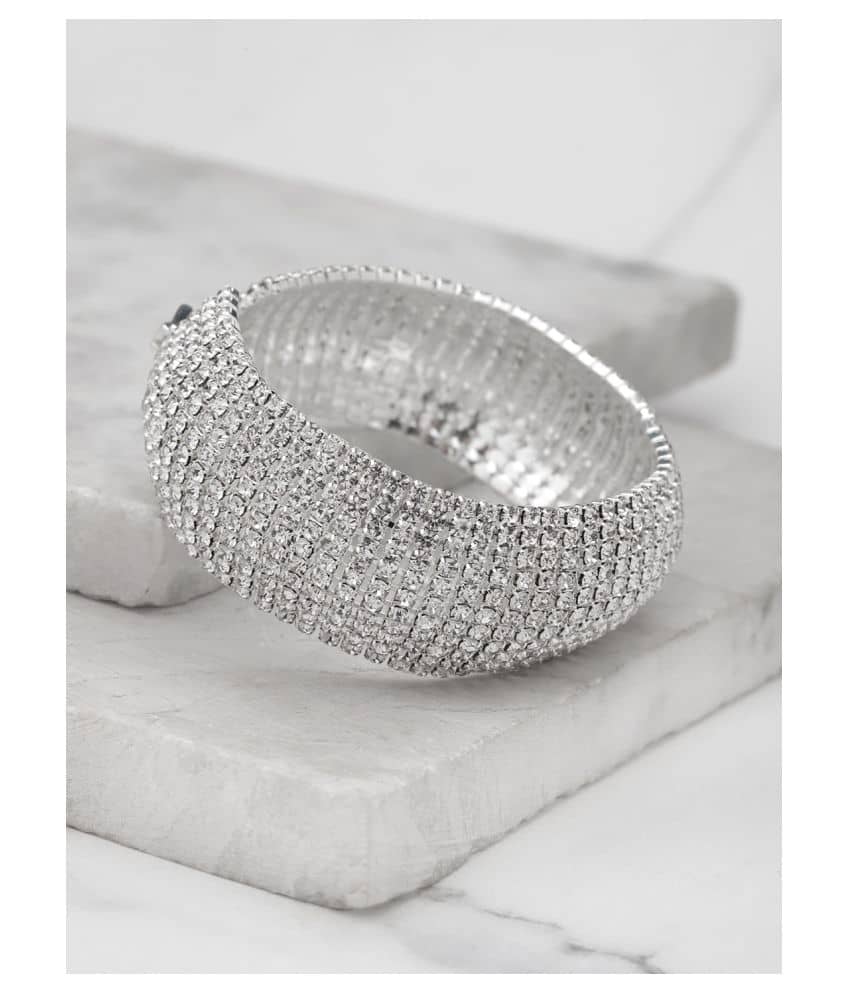 YouBella Silver Plated Stylish Latest Crystal Bracelet Bangle Jewellery for Girls and Women - Bangles & Bracelets | Buy online on ZillyBuy