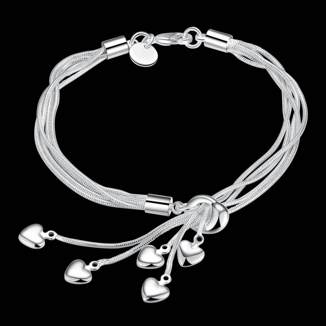 Silver Shine Classic Design Heart Lock and Key Couple Bracelet Set - Main Image