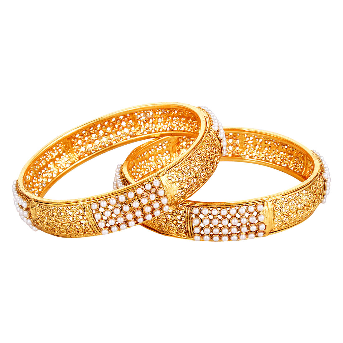 YouBella Stylish Traditional Jewellery Gold Plated and Pearl Bangle Set for Women (Golden)(YBBN_91088_2.4) YouBella Stylish Traditional Jewellery Gold Plated and Pearl Bangle Set for Women (Golden)(YBBN_91088_2.4)