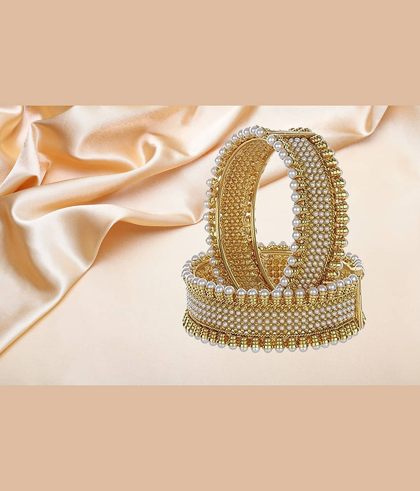 YouBella Stylish Traditional Jewellery Gold Plated and Pearl Bangle Set for Women (Golden)(YBBN_91053E)