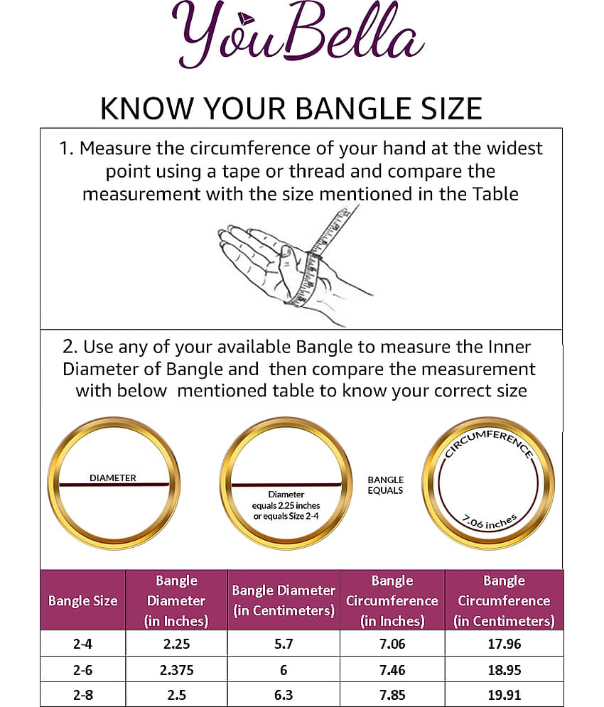 YouBella Stylish Traditional Jewellery Gold Plated and Pearl Bangle Set for Women (Golden)(YBBN_91053E)