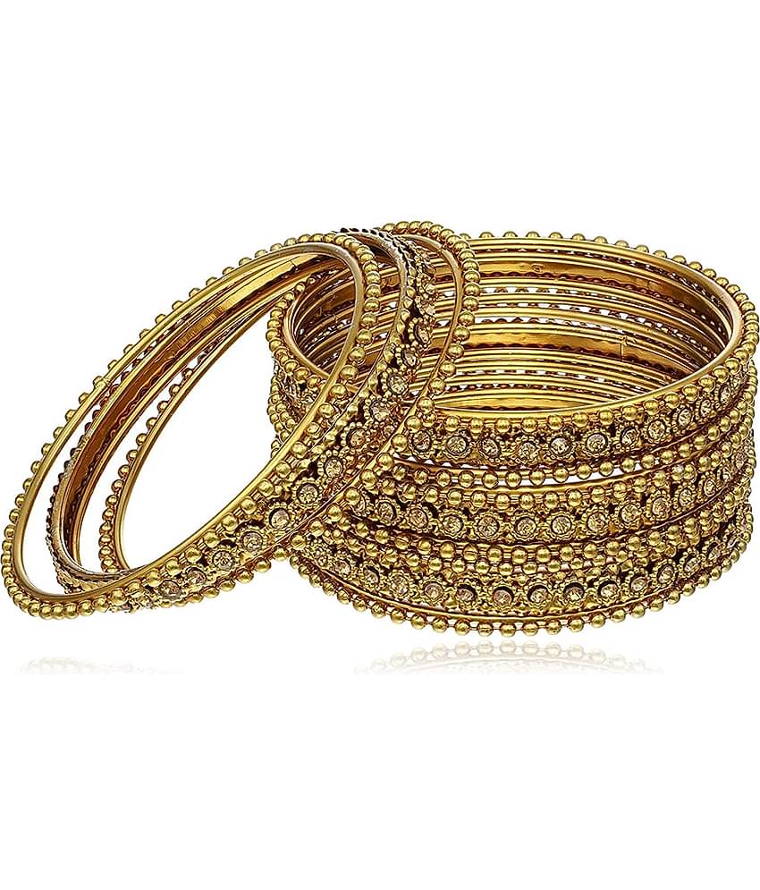 YouBella golden Brass Gold plated Traditional Original Hand Work Meena One Gram Gold Bangles for Women (2.8)
