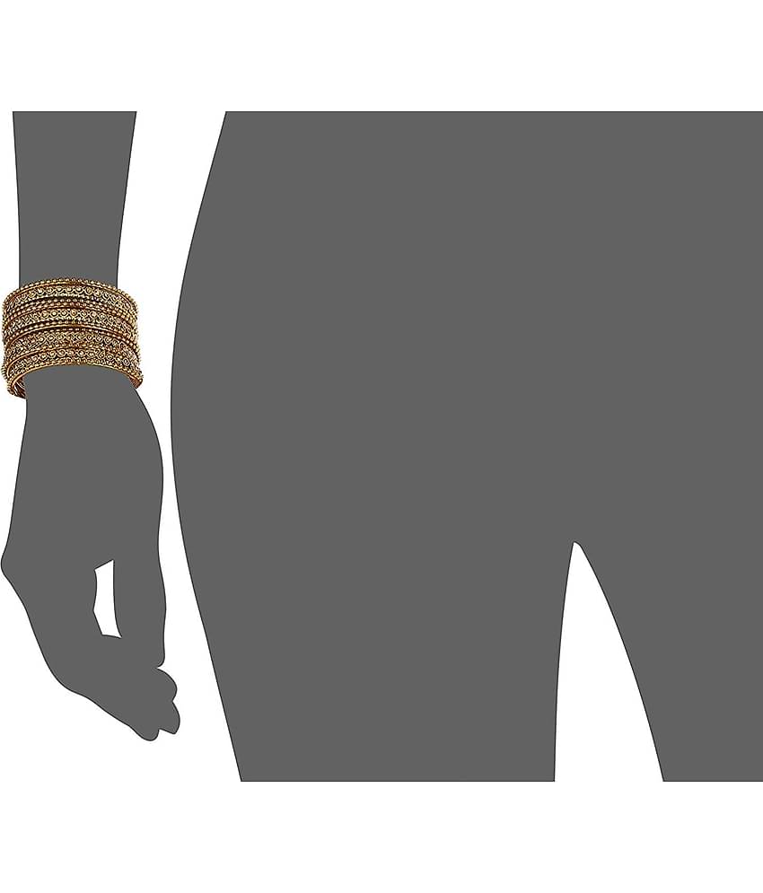 YouBella golden Brass Gold plated Traditional Original Hand Work Meena One Gram Gold Bangles for Women (2.8)