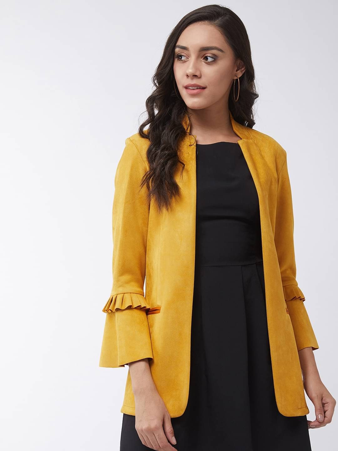 Zima Leto Polyester Blend Summer Blazers - Yellow Single Zima Leto Polyester Blend Summer Blazers - Yellow Single